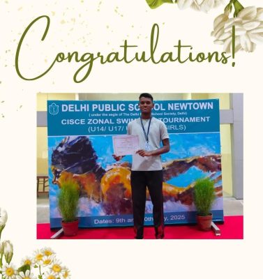 Aditya Chakraborty of National English School has secured 1st Position in both 50m and 100m events at the CISCE Under-17 Swimming Competition